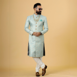 Stunning Sky Blue Banarasi Brocade Achkan | Father Son Combo | Perfect for Grooms | Jaipurio Collection